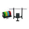 MiniGym – Ławeczka ze stojakiem, sztangą i obciążeniami | Mini siłownia
