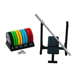 MiniGym – Ławeczka ze stojakiem, sztangą i obciążeniami | Mini siłownia