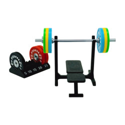 MiniGym – Ławeczka ze stojakiem, sztangą i obciążeniami | Mini siłownia